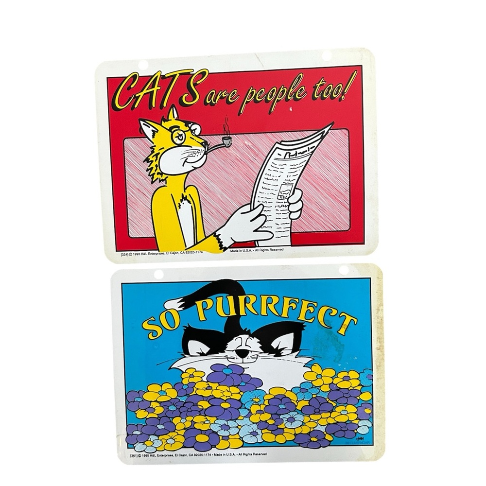 Vintage Cat-Themed Wall Art Set